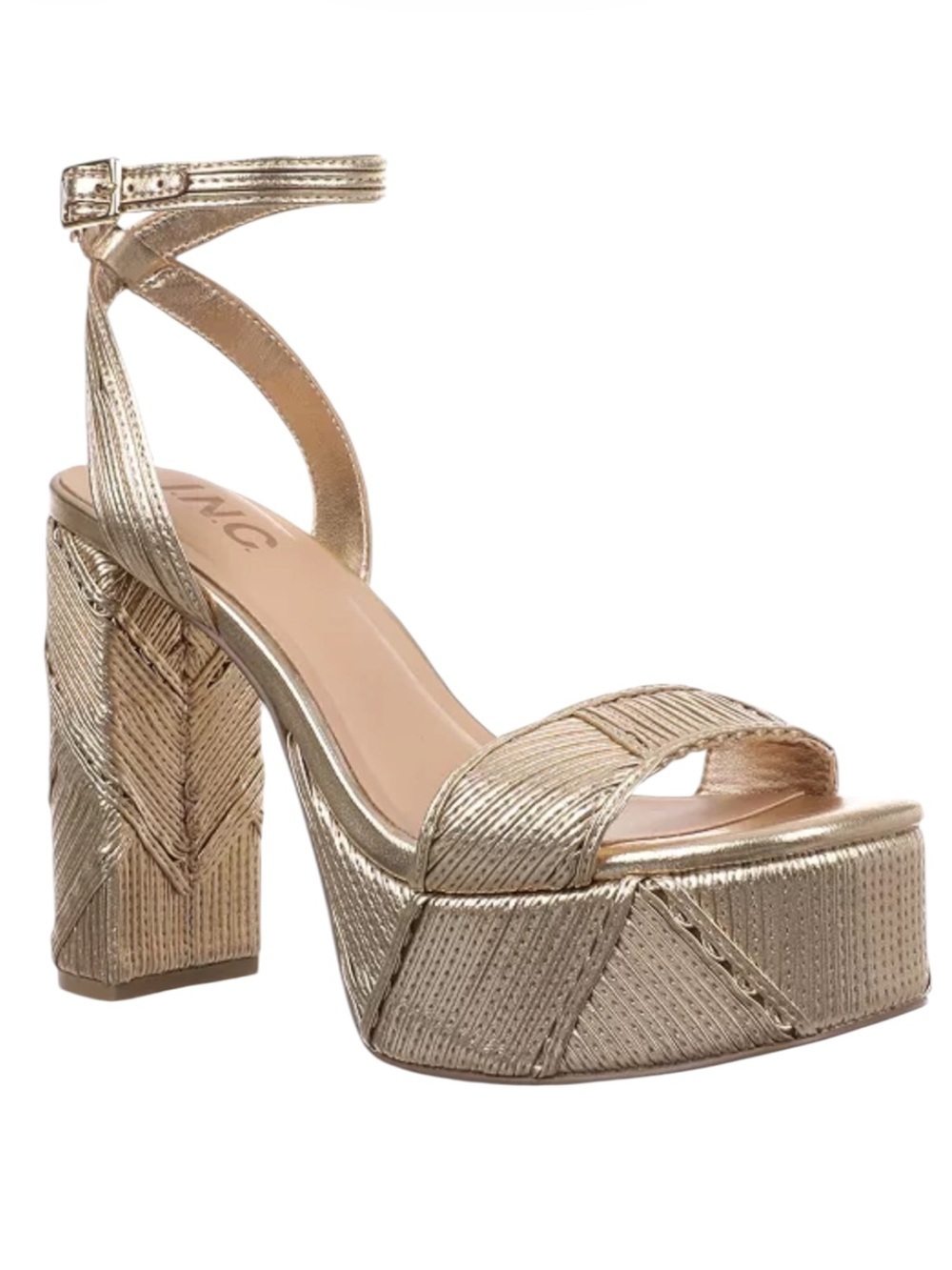 INC International Concepts Cindy Gold Metallic Platform Sandals NEW 10